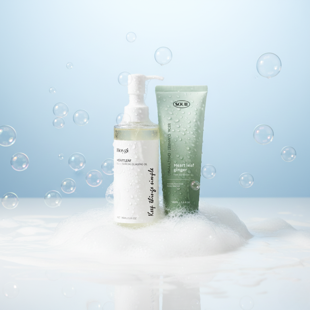 Heartleaf Duo de Limpeza Coreana - Cleansing Oil e Ampoule Foam