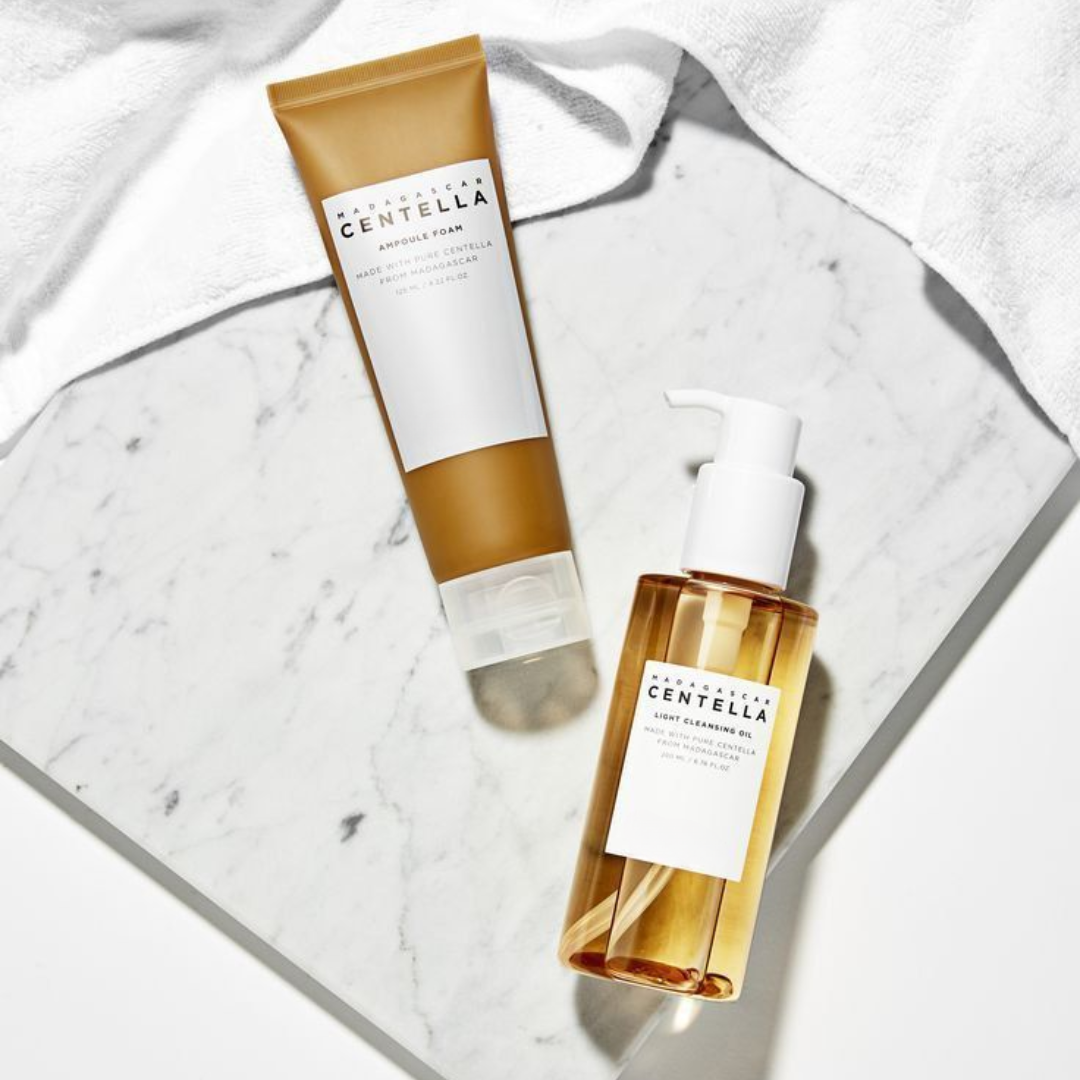 Centella Duo de Limpeza Coreana - Cleansing Oil e Ampoule Foam