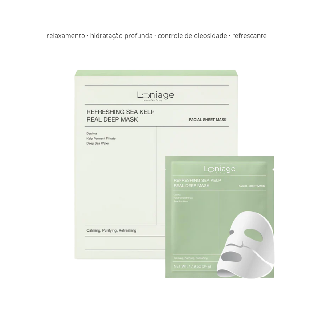 Loniage refreshing sea kelp real deep mask - máscara de colágeno coreana