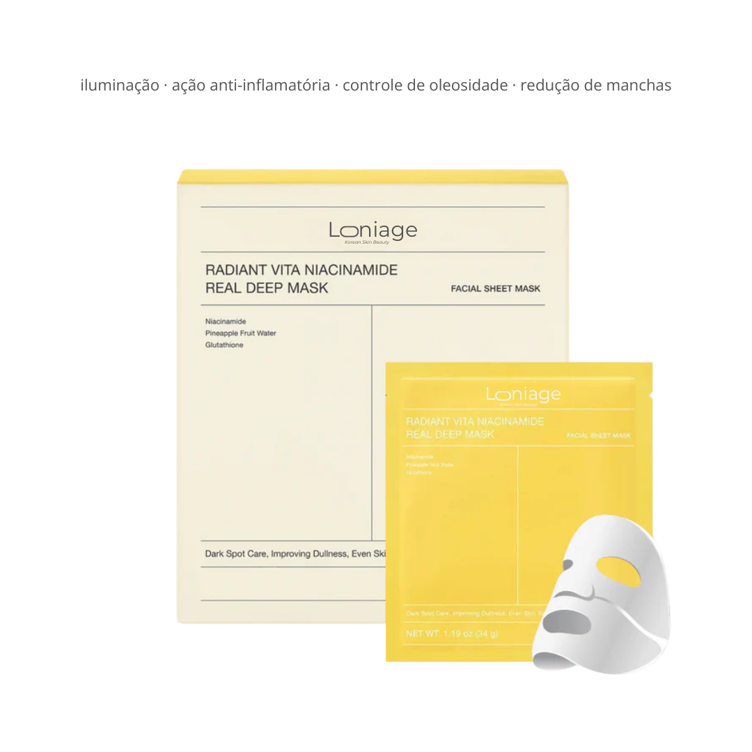 Loniage radiant vita niacinamide real deep mask - máscara de colágeno coreana